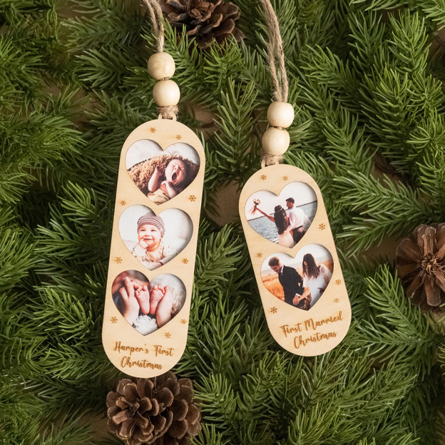 Personalized Wooden Christmas Photo Strip Ornaments | MCGift163