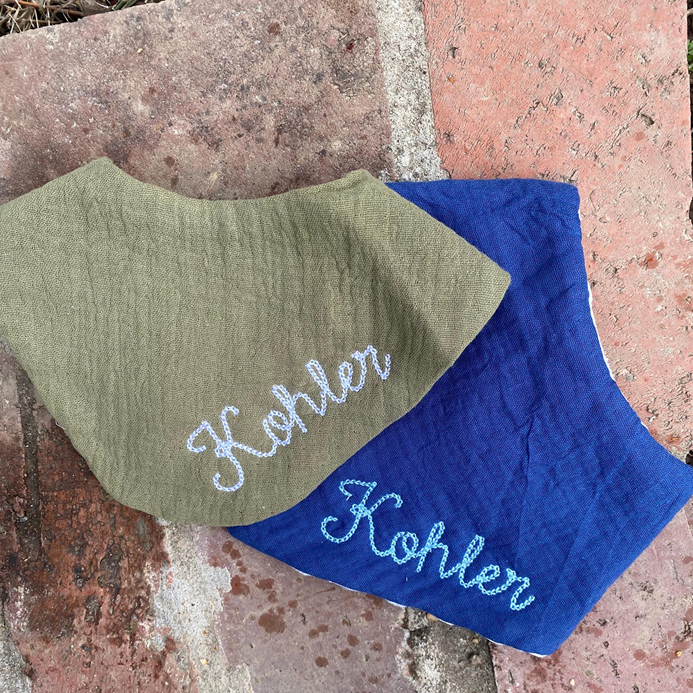 Personalized Embroidered Baby Muslin Bibs | CWBaby8301