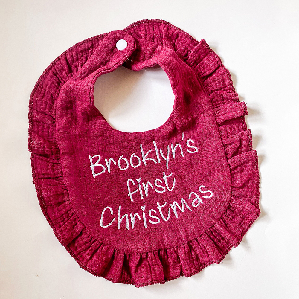 Personalized Embroidered Baby's First Christmas Bib | MCGift169