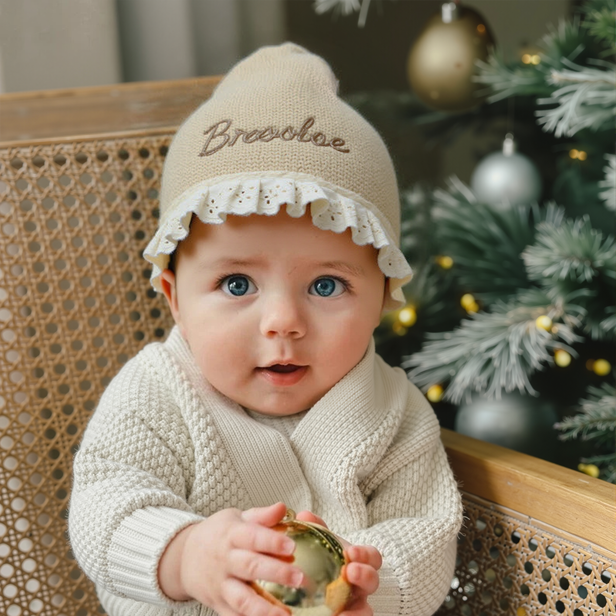 Personalized Embroidery Winter Hat Lace Bonnet | HSKid61