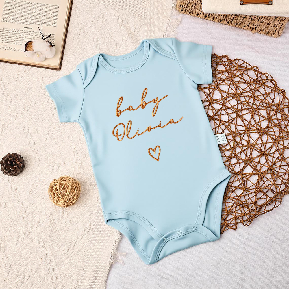 Personalized Embroidered Baby Announcement Romper | CWBaby310