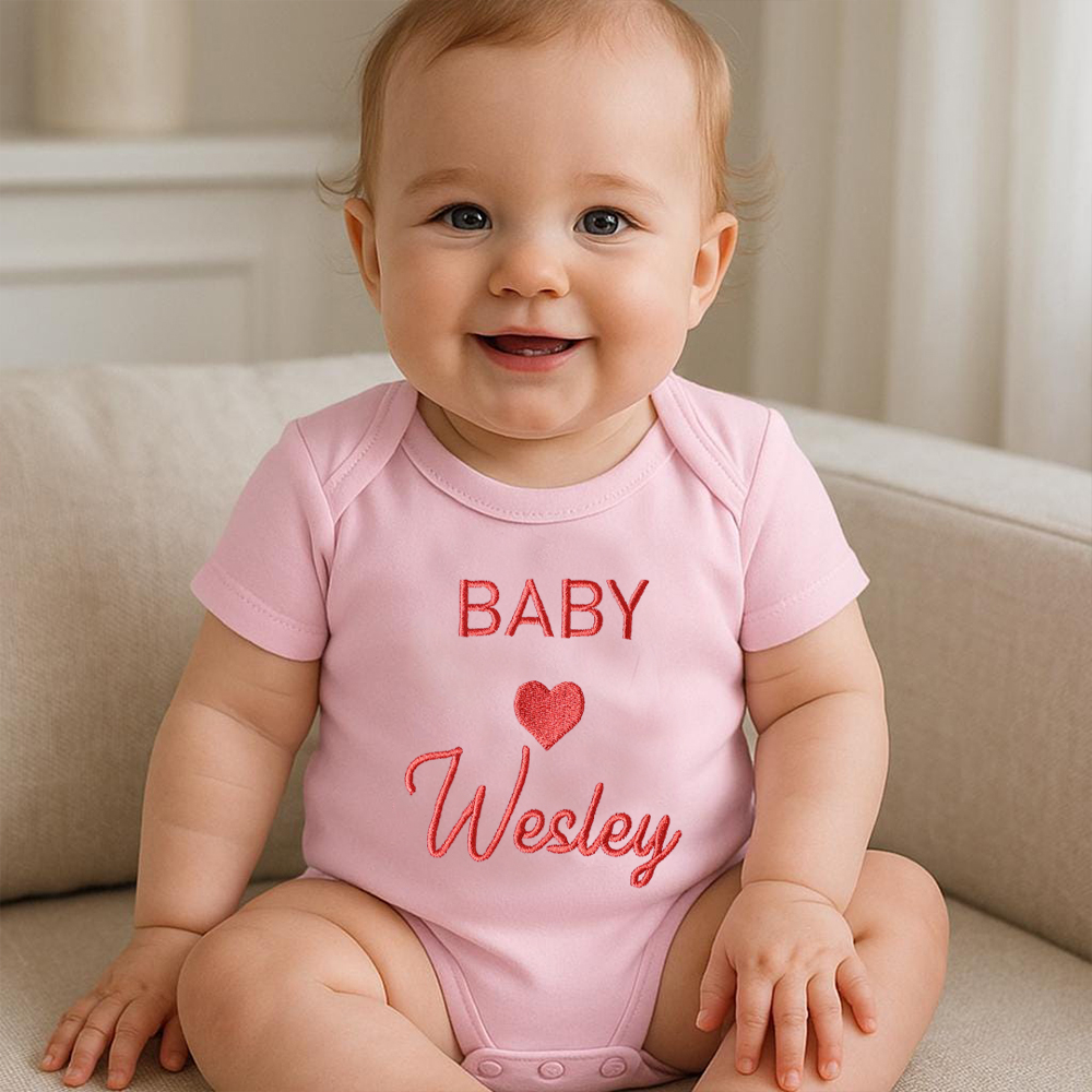 Personalized Embroidered Baby Announcement Romper | CWBaby310