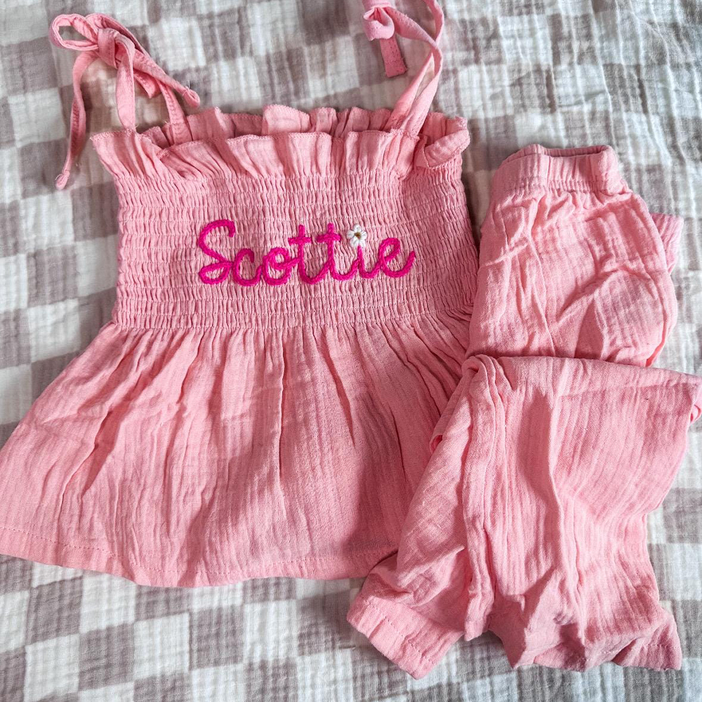 Personalised Hand Embroidery Toddler Girl Outfit | CWBaby313