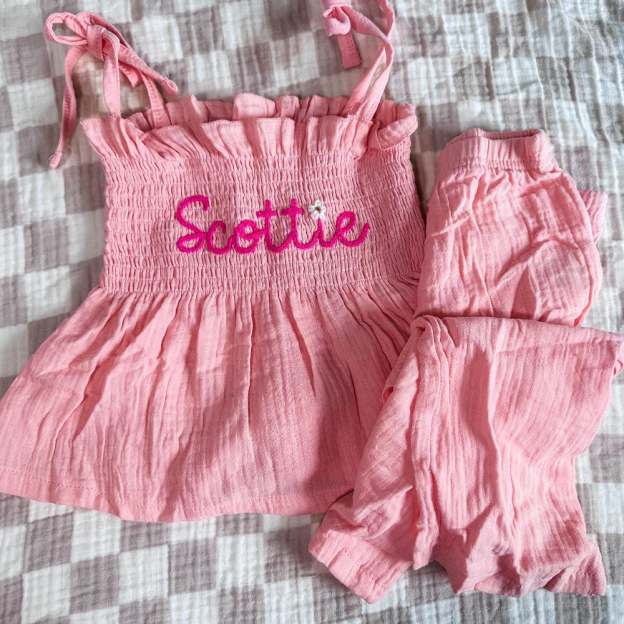 Personalised Hand Embroidery Toddler Girl Outfit | CWBaby313