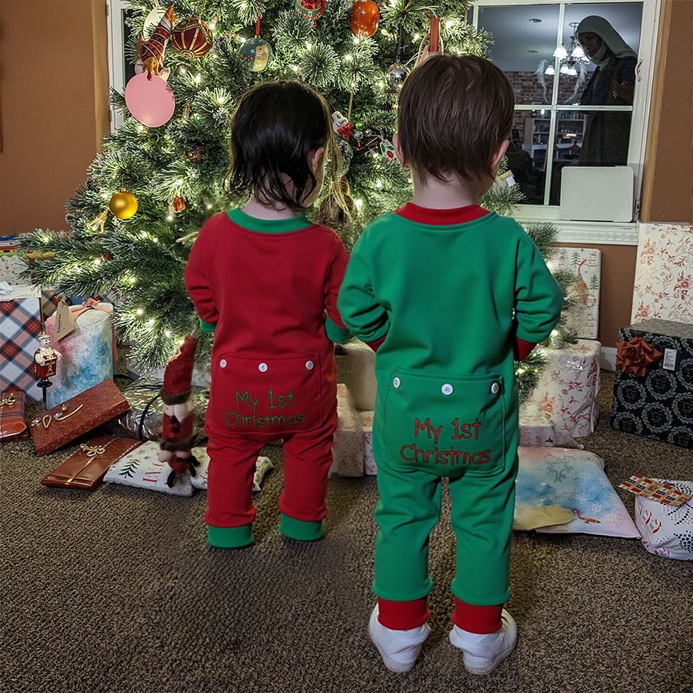 Personalized Embroidery My 1st Christmas Button Down Jumpsuit | MCGift175
