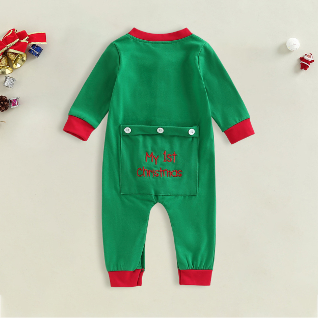 Personalized Embroidery My 1st Christmas Button Down Jumpsuit | MCGift175