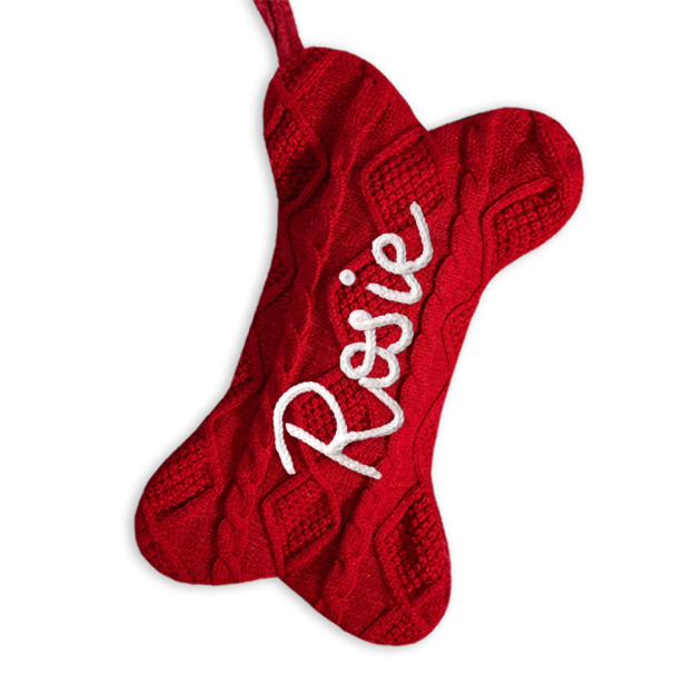 Personalized Hand-embroidery Dog Bone Christmas Stocking | MCGift177