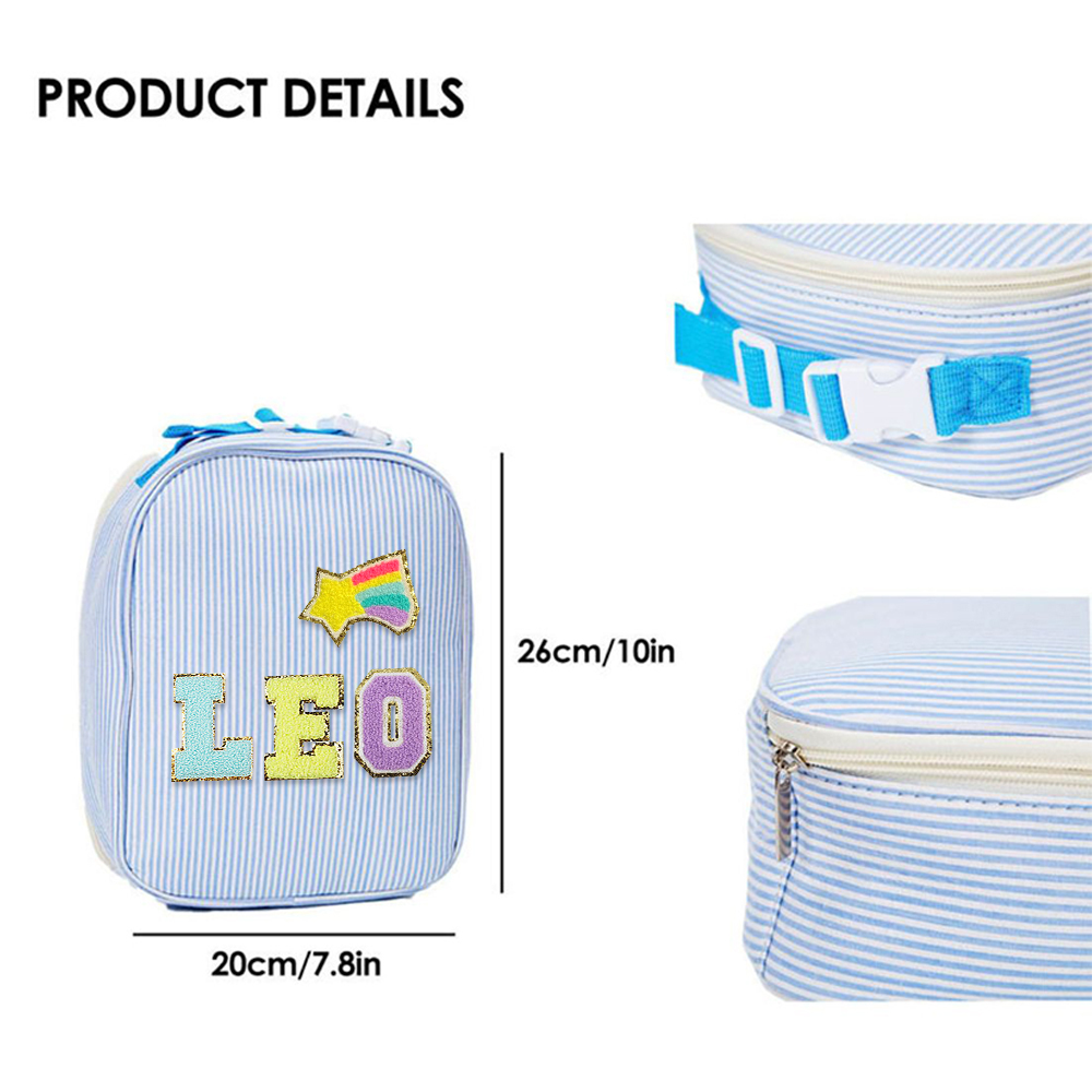 Personalized Chenille Patch Kids Seersucker Lunch Bag