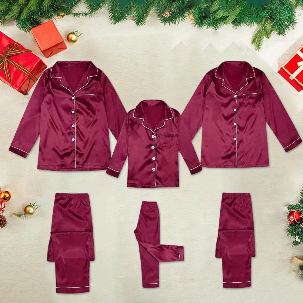 Personalized Christmas Satin Family Pajamas Set | CWFamily119