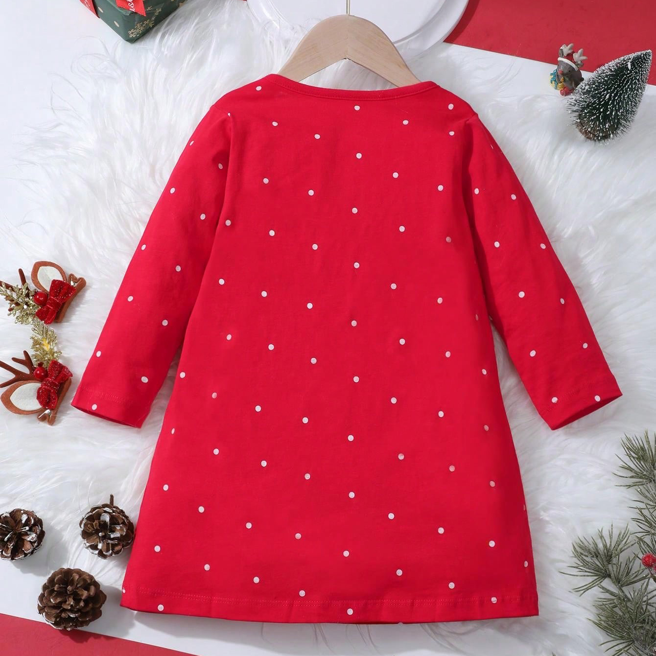 Personalized Girl's Christmas Reindeer Dress | MCGift180