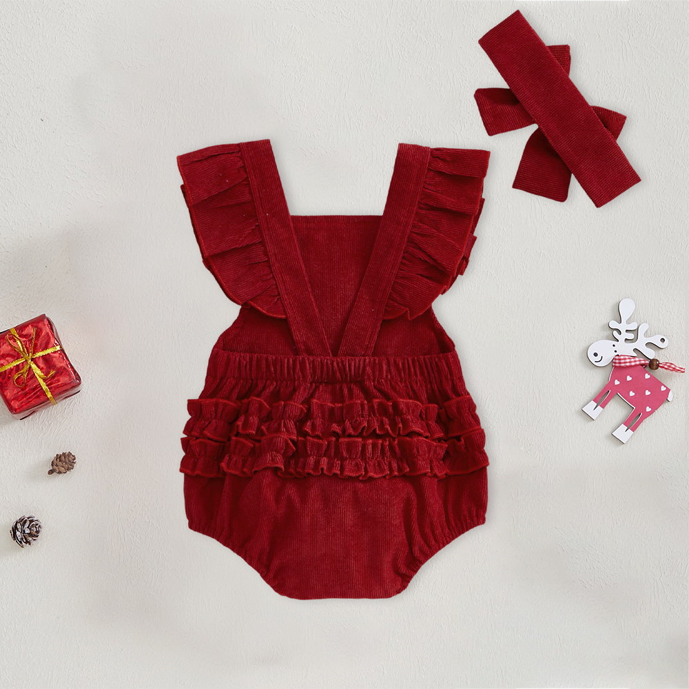 Personalized Baby Girl Reindeer Christmas Romper | MCGift181