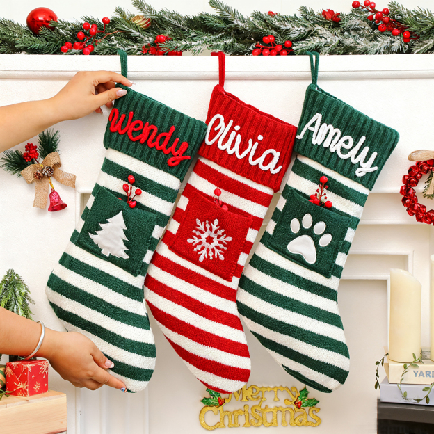 Personalized Hand Embroidered Christmas Decor Stocking | MCGift183