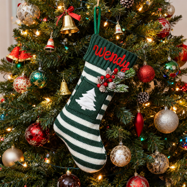 Personalized Hand Embroidered Christmas Decor Stocking | MCGift183