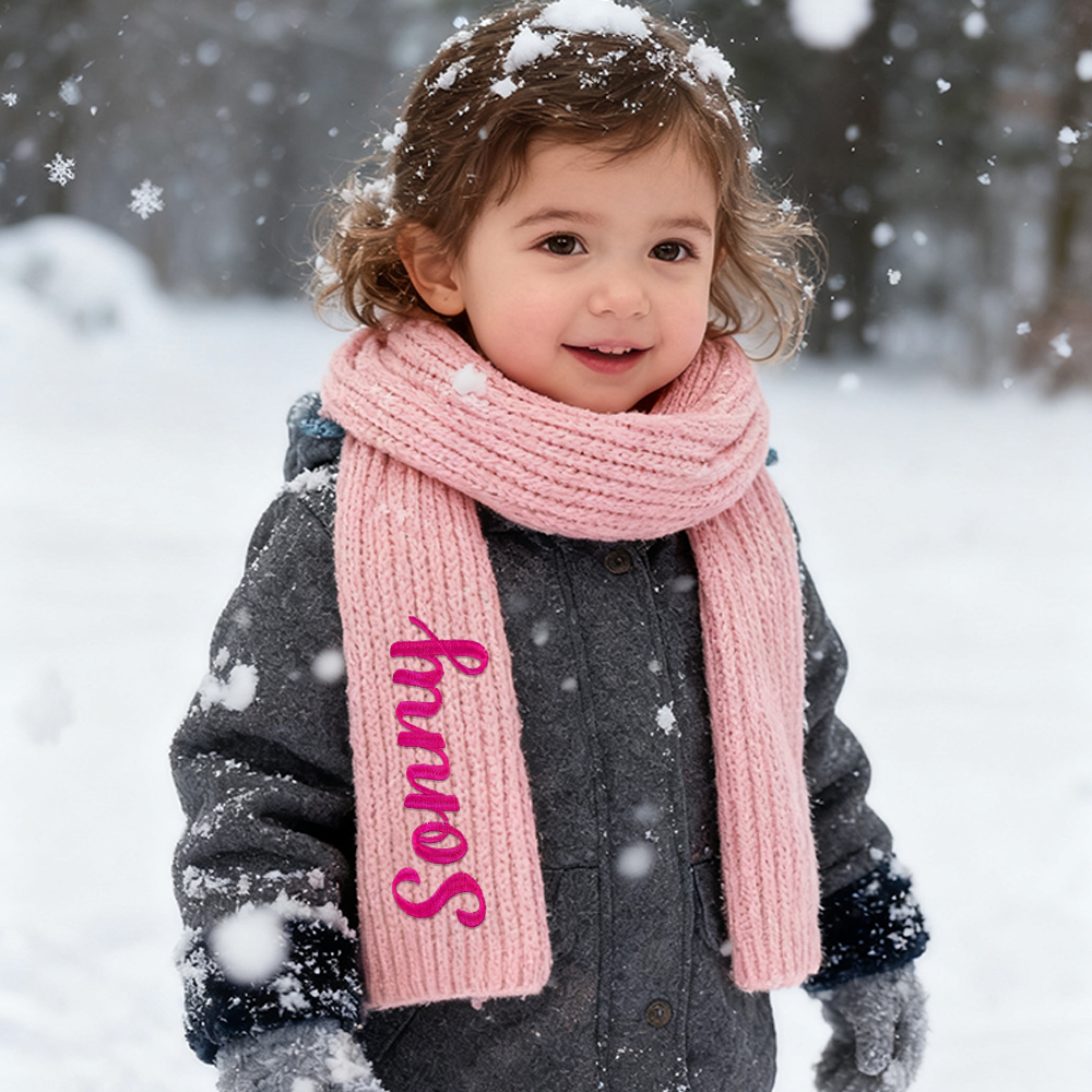 Personalized Embroidery Handmade Knitted Kid Scarf | HSKid68
