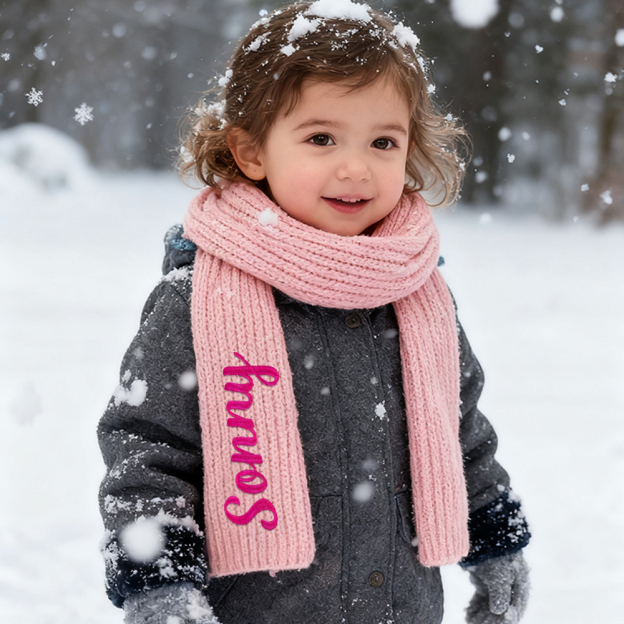 Personalized Embroidery Handmade Knitted Kid Scarf | HSKid68
