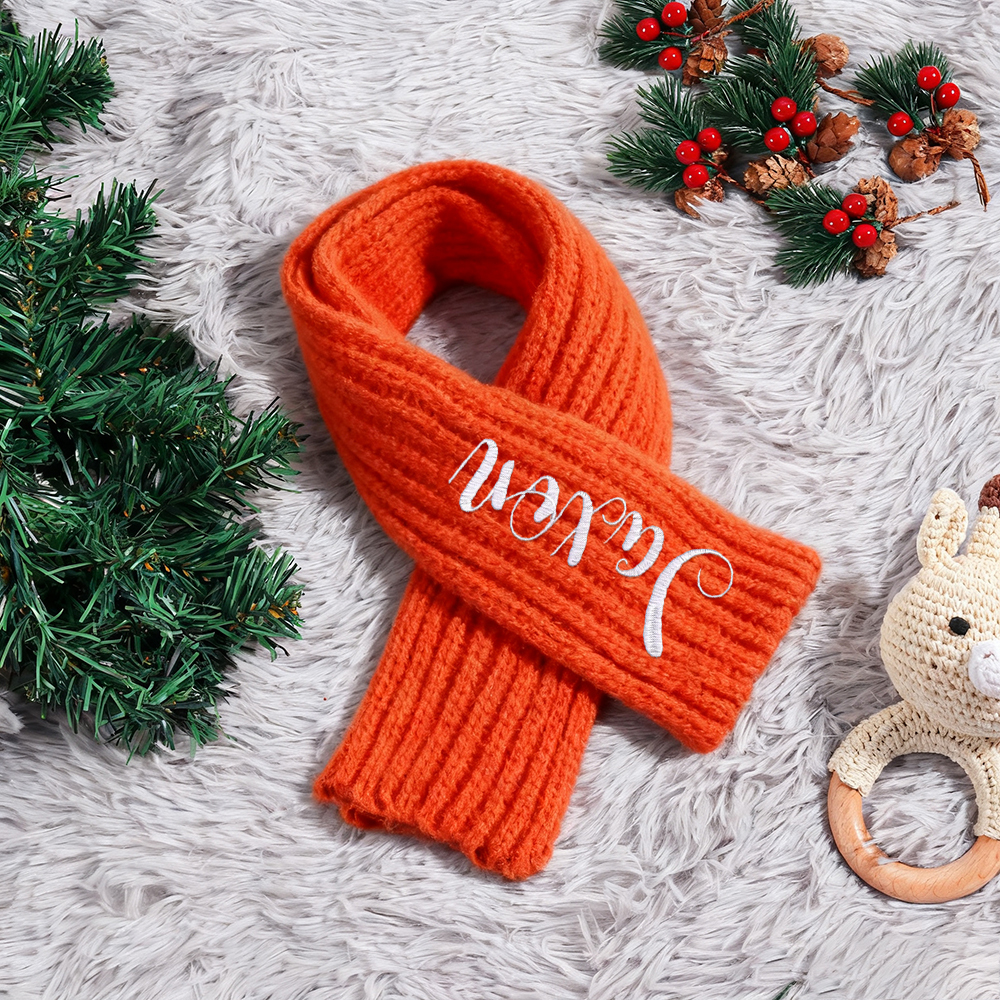 Personalized Embroidery Handmade Knitted Kid Scarf | HSKid68