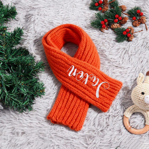 Personalized Embroidery Handmade Knitted Kid Scarf | HSKid68
