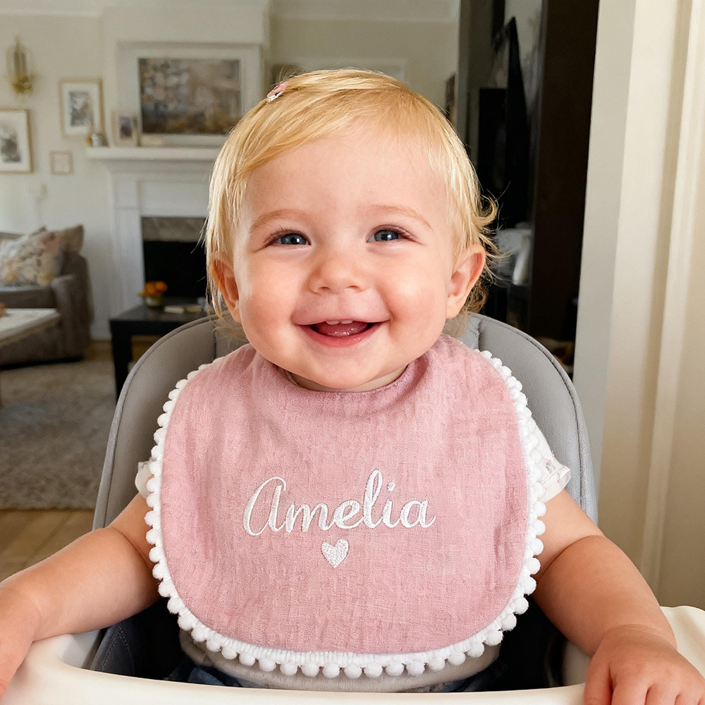 Personalized Embroidered Monogrammed Baby Muslin Bib | CWBaby214