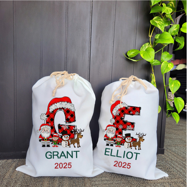 Personalized Name & Initial Christmas Gift Sack | MCGift61