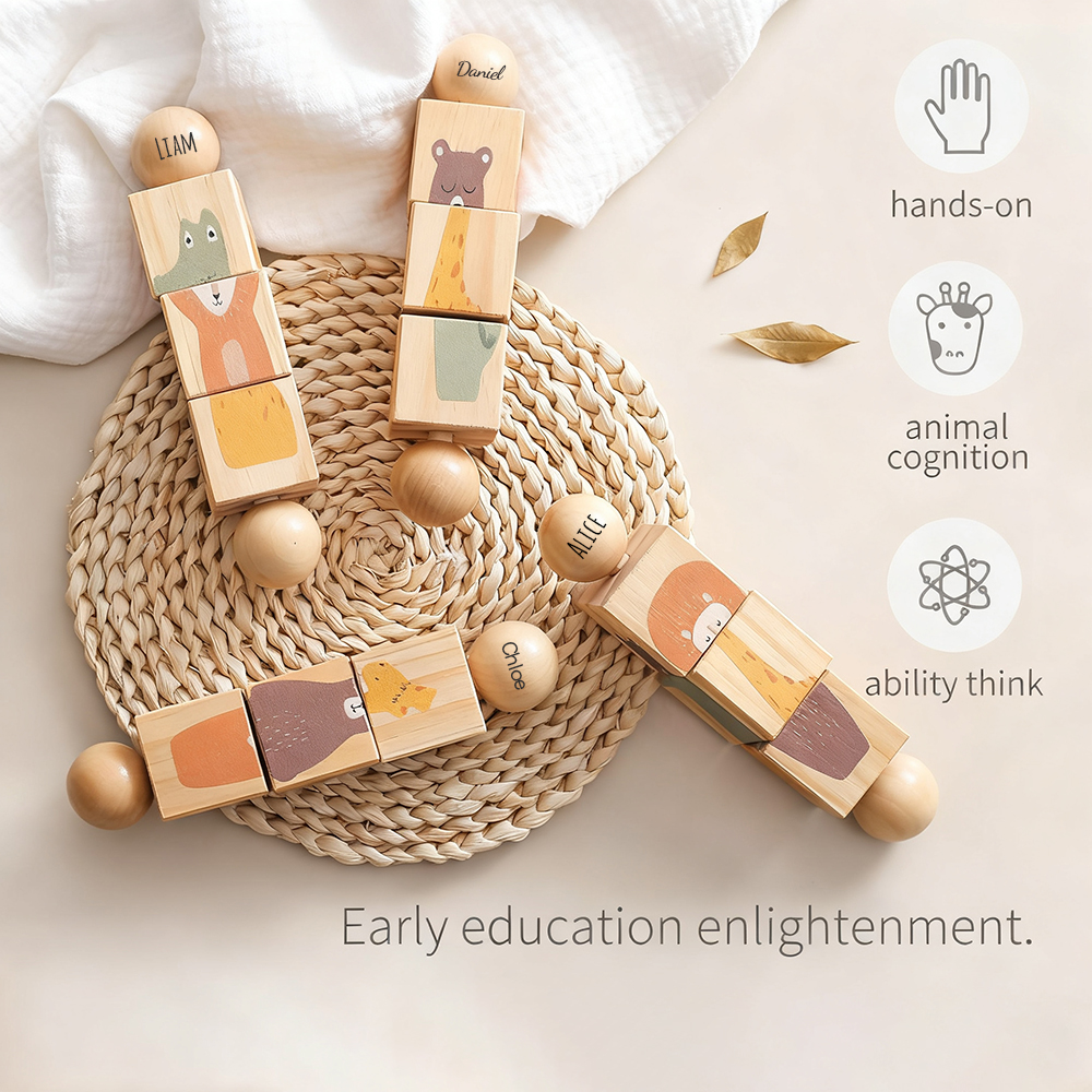 Personalized Wooden Multifunctional Rotating Animal Toy Rattle | CWToy160