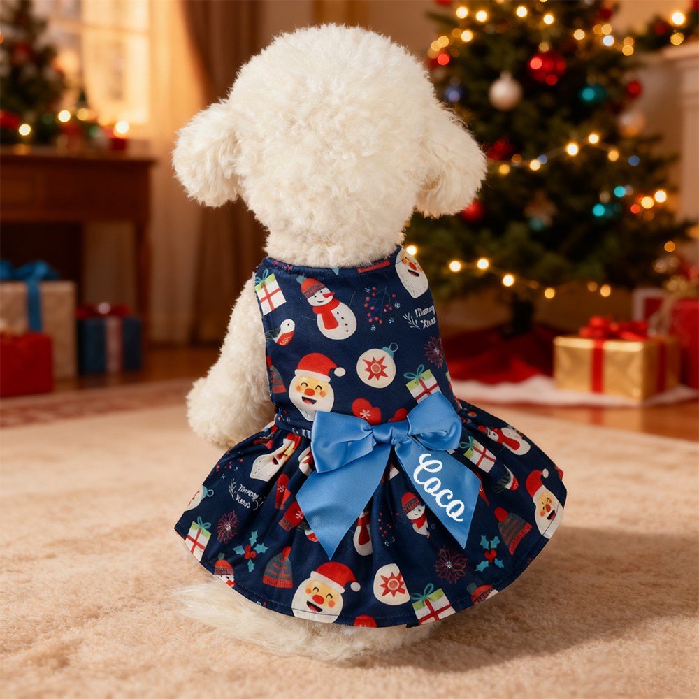 Personalized Pet Large Size Christmas Lovely Bow Dress | MCGift197