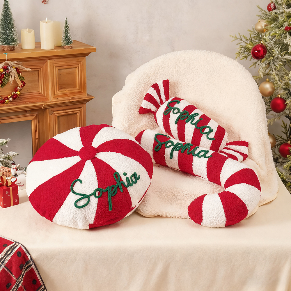 Personalized Hand Embroidery Christmas Candy Pillows | MCGift196