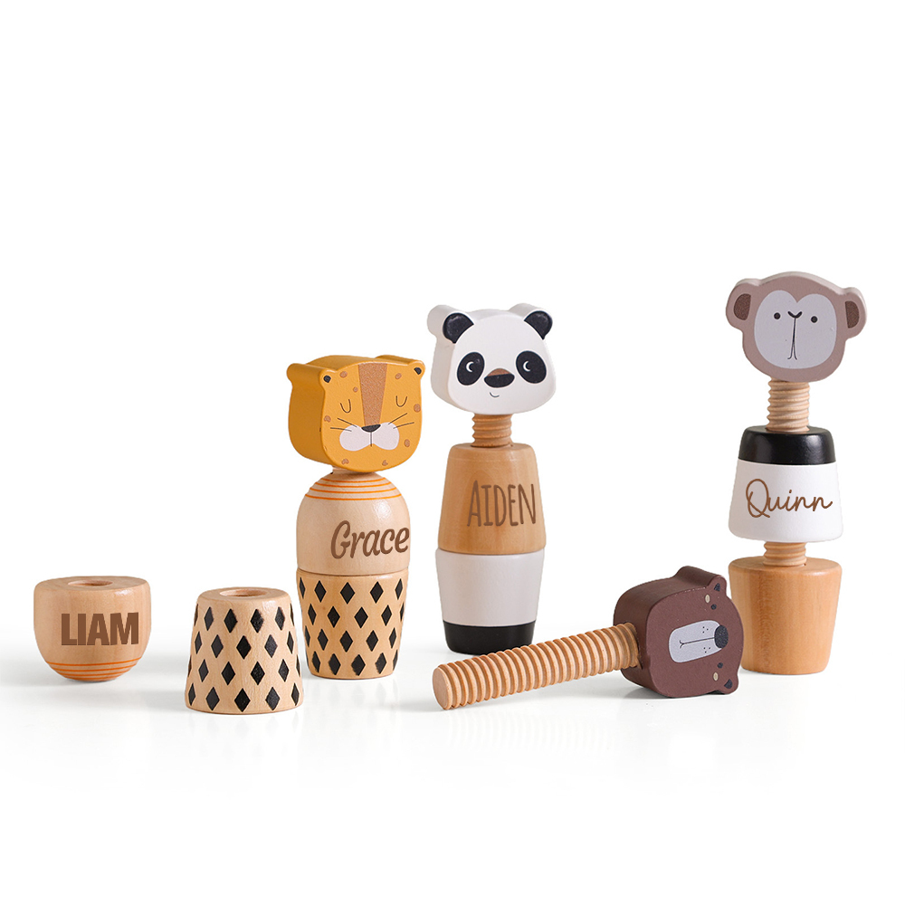 Personalized Wooden Animal Screw Jigsaw Exercises Toys | CWToy159