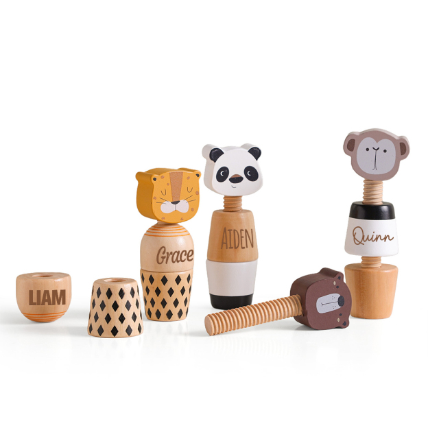 Personalized Wooden Animal Screw Jigsaw Exercises Toys | CWToy159