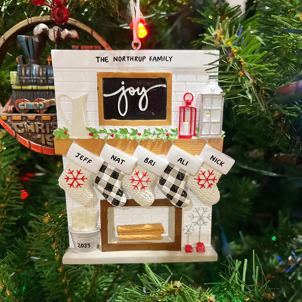 Personalised Fireplace Family Christmas Ornament | MCGift201