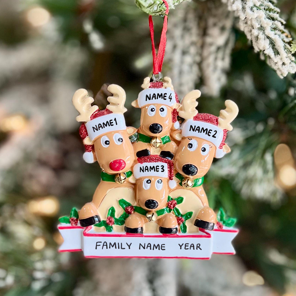 Personalised Elk Family Christmas Ornament | MCGift205