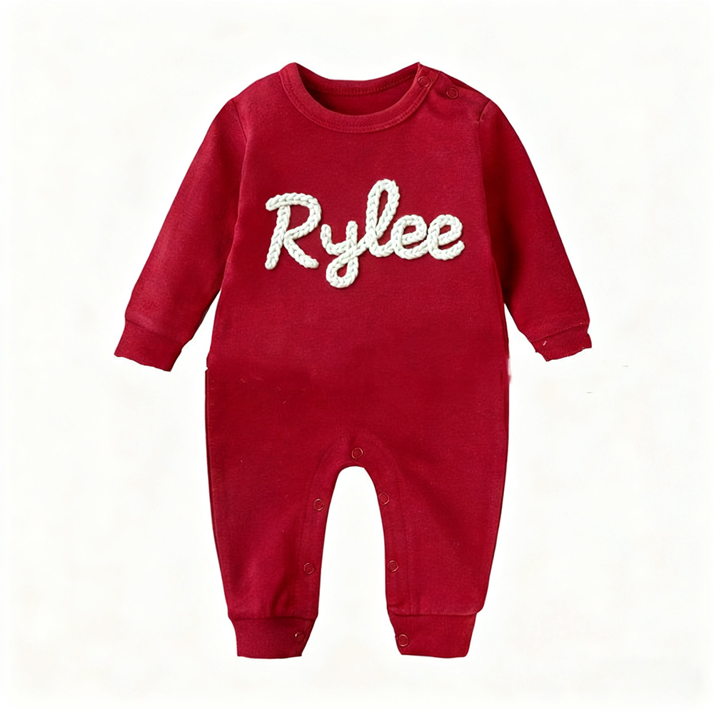 Personalized Hand Embroidered Baby Coming Home Romper | CWBaby337