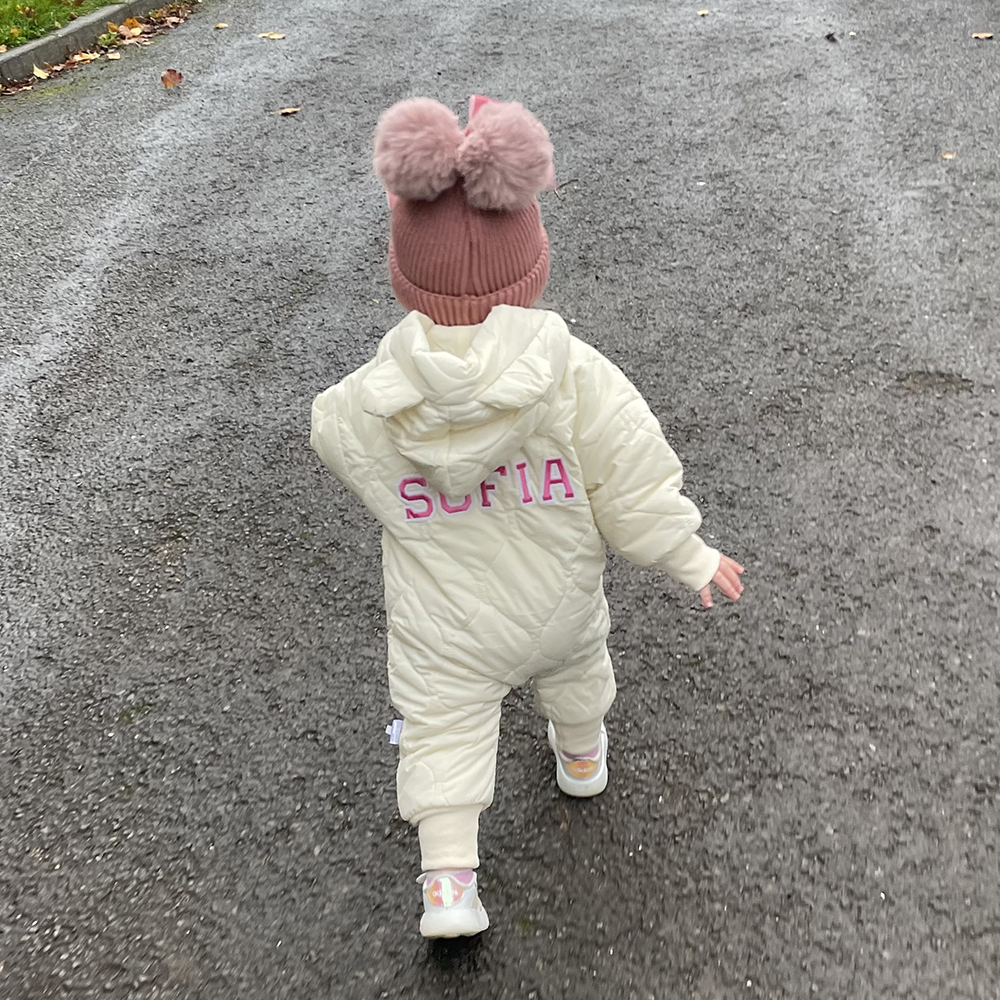 Personalized Hand Patch Kids Lightweight Puffer Romper | inJacket06 （It is recommended to choose a larger size)