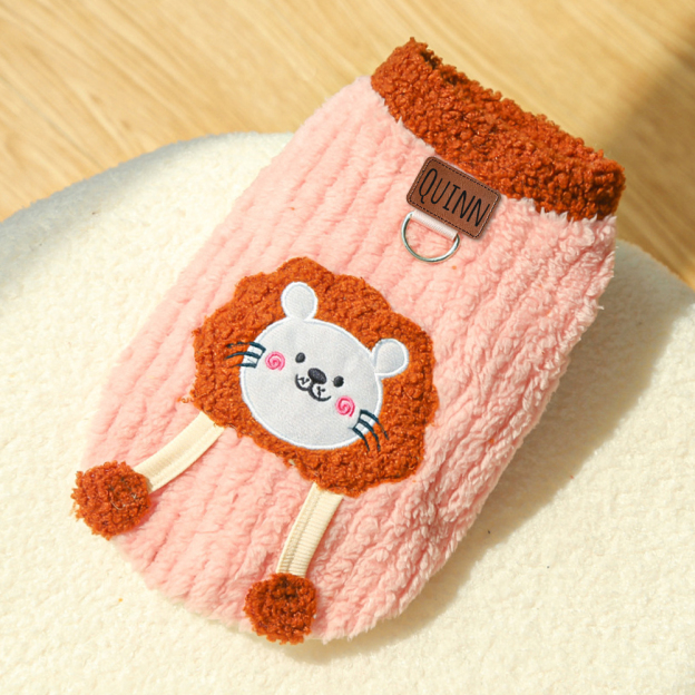 Personalized Pets Leather Patch Lovely Lion Sweater | BKPet252