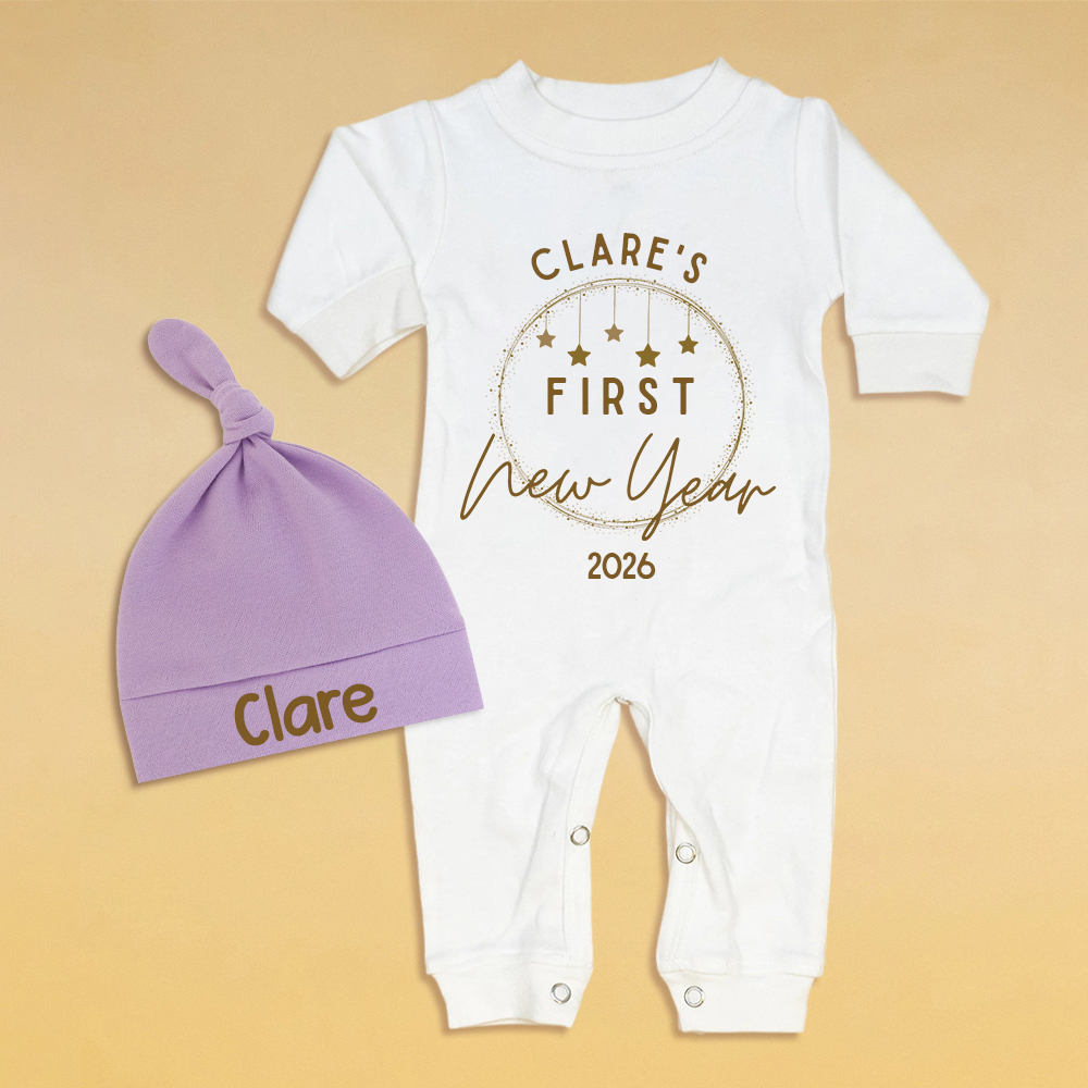 Personalized Baby 1st New Year Romper and Hat Set | CWBaby342