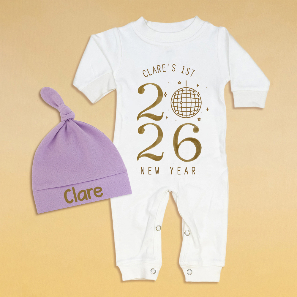 Personalized Baby 1st New Year Romper and Hat Set | CWBaby343