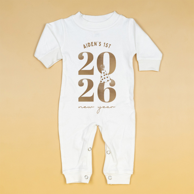 Personalized Baby 1st New Year Romper and Hat Set | CWBaby344