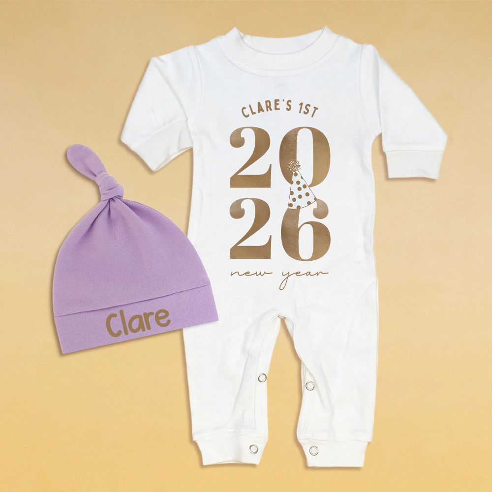 Personalized Baby 1st New Year Romper and Hat Set | CWBaby344