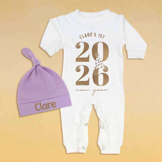 Personalized Baby 1st New Year Romper and Hat Set | CWBaby344