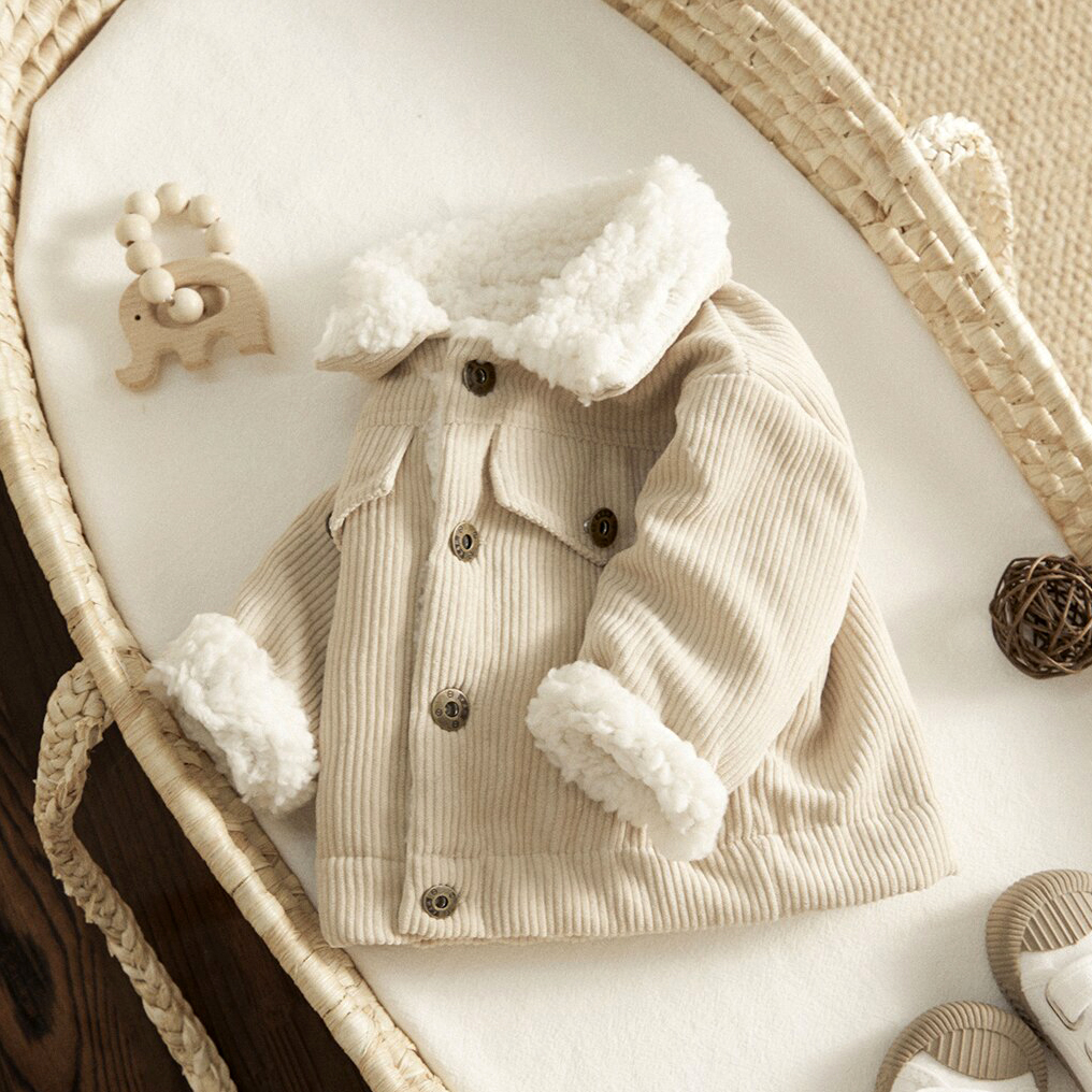 Personalized Chenille Patch Baby Corduroy Sherpa Jacket | CWBaby346