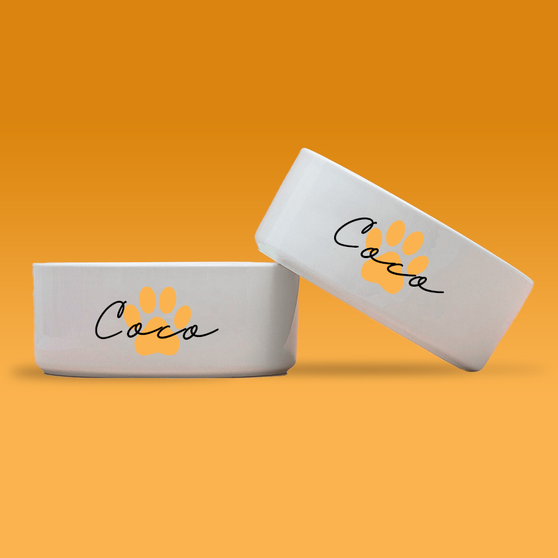 Personalized Pet Paw Print Design Dog Bowl  | BKPet41