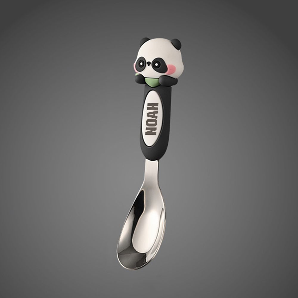 Personalised Baby Stainless Steel Animal Cartoon Feeding Spoon | CWBaby354