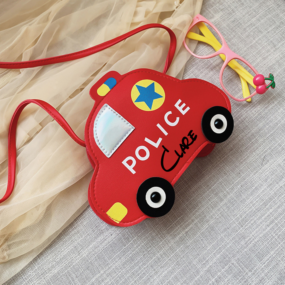 Personalized Kids Cute Police Car Zipper Crossbody Bag | CWGift06