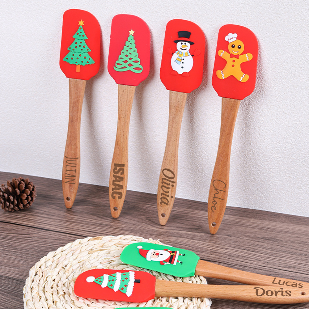 Personalized Christmas Wood Handle Silicone Kitchen Tool | MCGift230