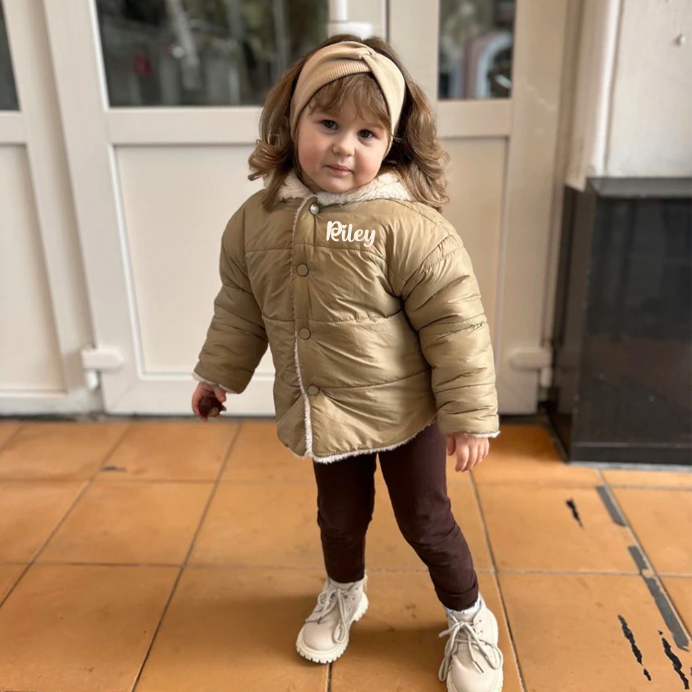 Personalized Toddler Lovely Bear Winter Warm Plush Hooded Jacket | CWBaby360