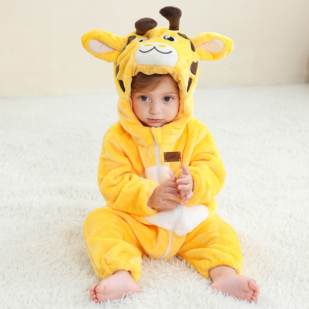 Personalized Leather Patch Baby Animal Romper | CWBaby362