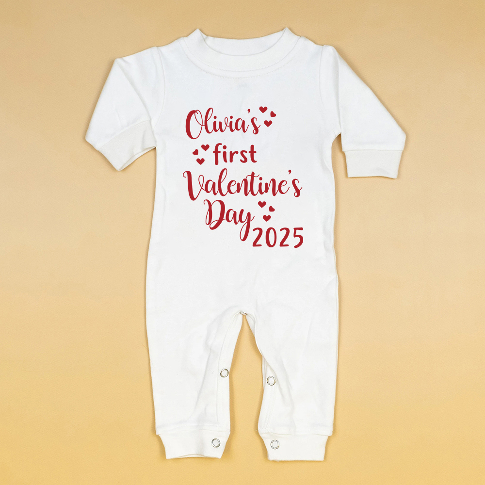 Personalized Baby First Valentine Romper and Hat Set | CWBaby375