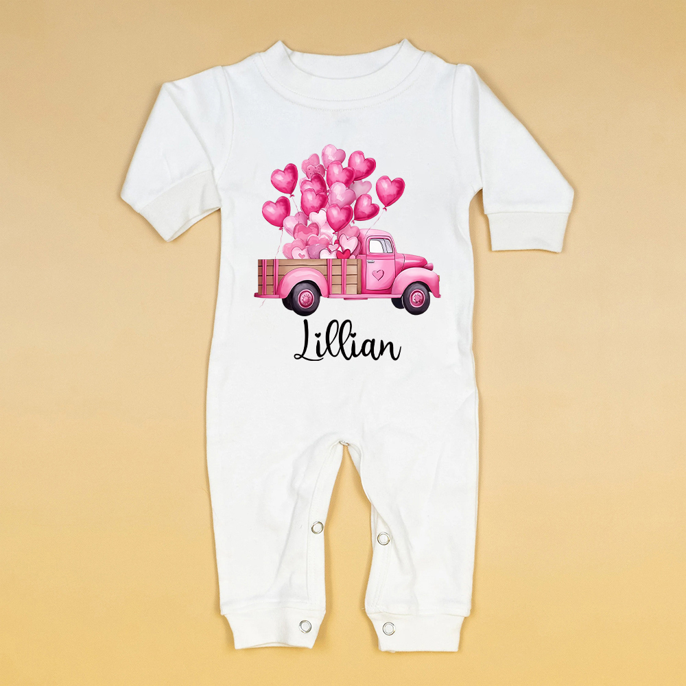 Personalized Baby First Valentine Romper and Hat Set | CWBaby376