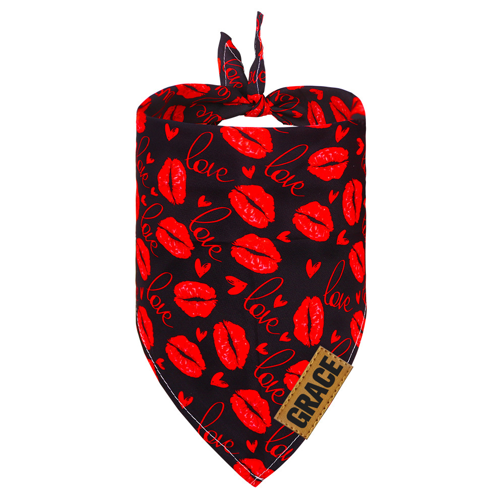 Personalized Leather Patch Valentine's Day Pet Bandana | BKPet289