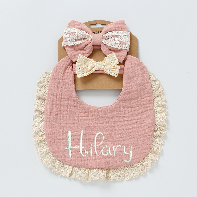 Personalized Embroidered Baby Bibs Headband Set | CWBaby29