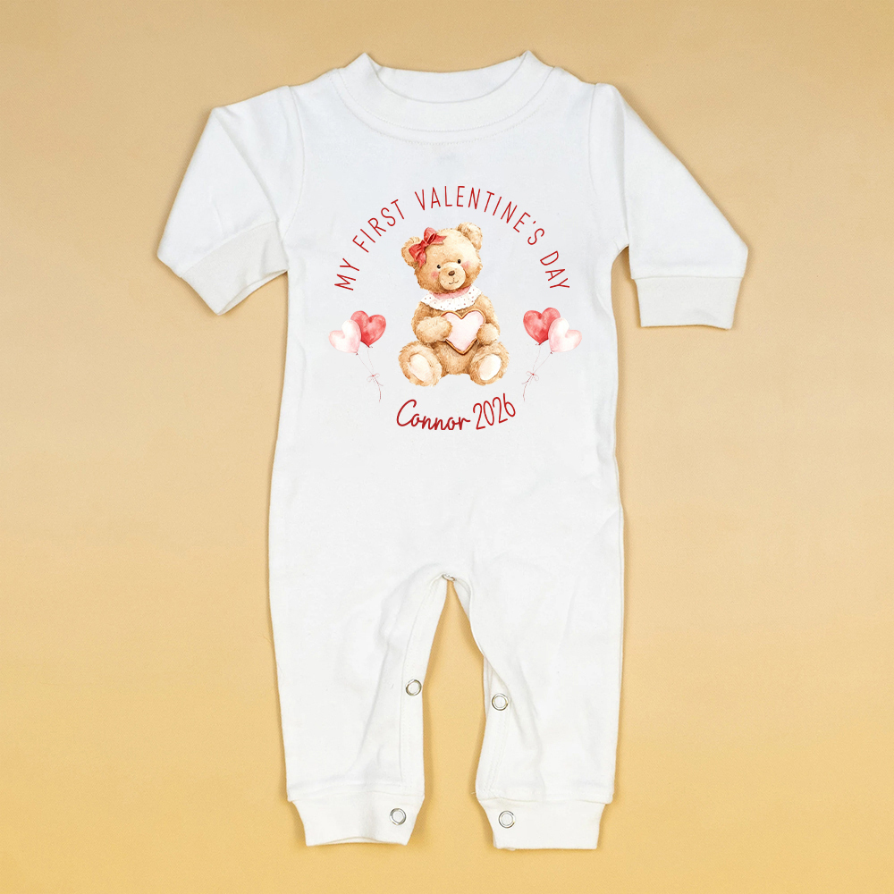 Personalized Baby First Valentine Romper and Hat Set | ValGift05